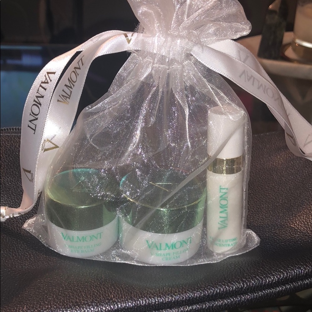 Valmont face cream, eye balm, and serum.